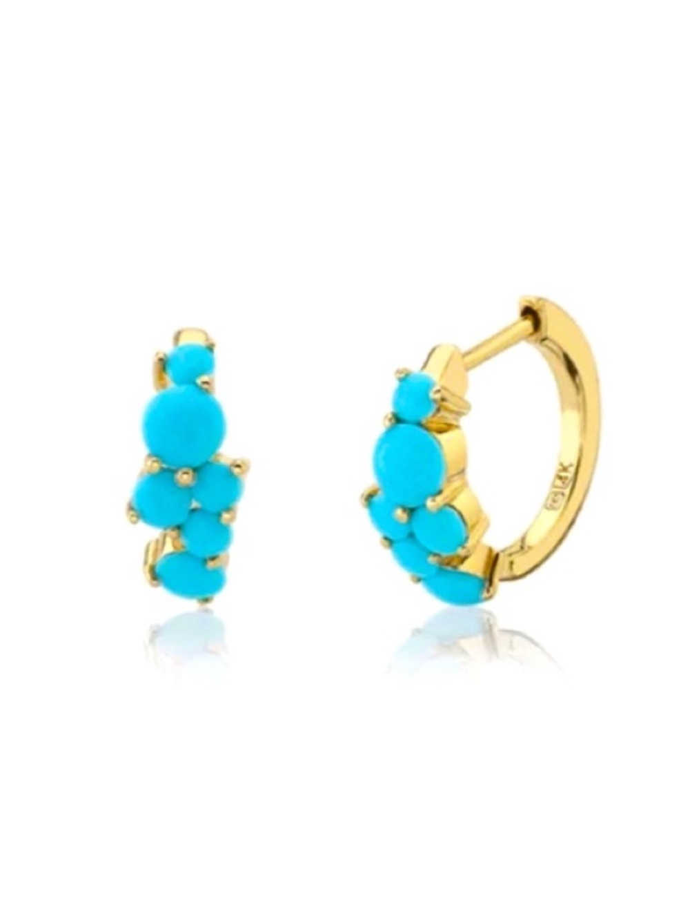 Sydney Evan 14k Gold Turquoise Huggies - Picture 5 of 6